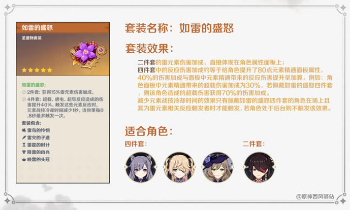 原神1.1版本圣遗物套装效果区分 套装效果与适用角色