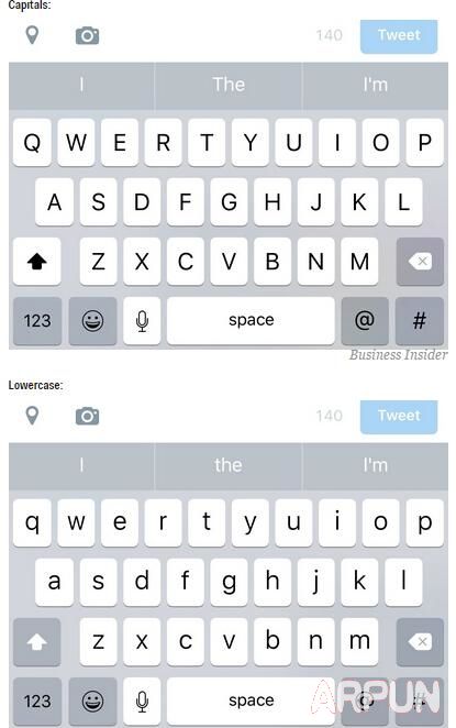 iOS9键盘新功能:点击Shift按键可看字母变大写或小写形式iOS 9键盘的这个功能变化太赞了