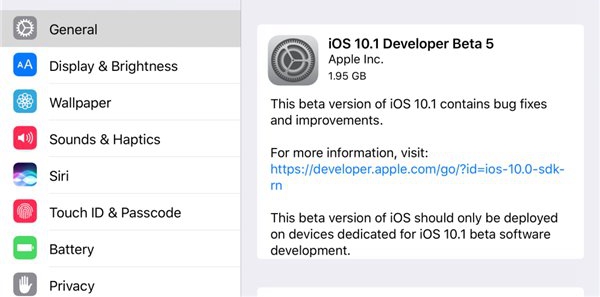 iOS10.1 Beta5怎么升级_iOS10.1 Beta5升级攻略附描述文件下载