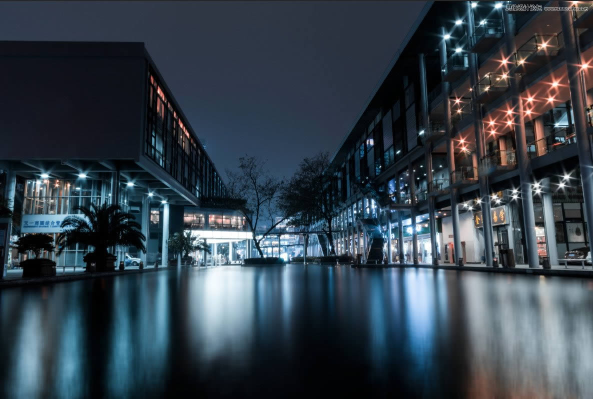 PS夜景美化:调出唯美蓝色夜景灯光照片效果