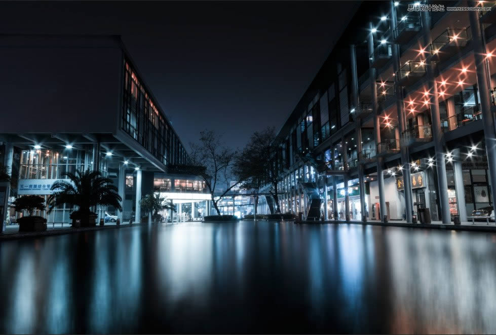 PS夜景美化:调出唯美蓝色夜景灯光照片效果