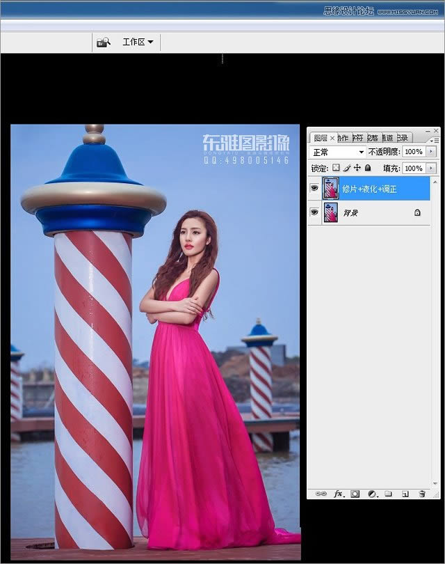 PS把外景气质美女照片调成亮丽古铜色