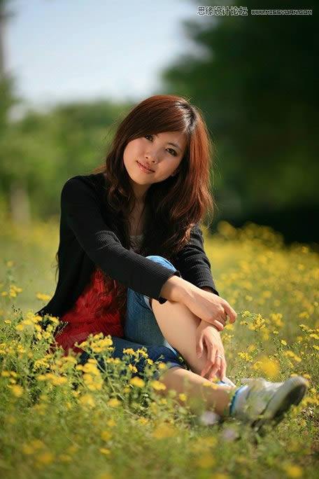PS把昏暗照片调成鲜艳春天人物美景照片