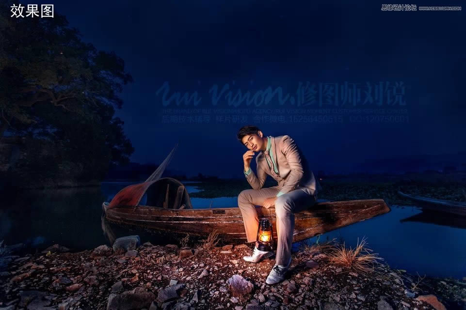 调制唯美夜景男生写真照片的PS教程