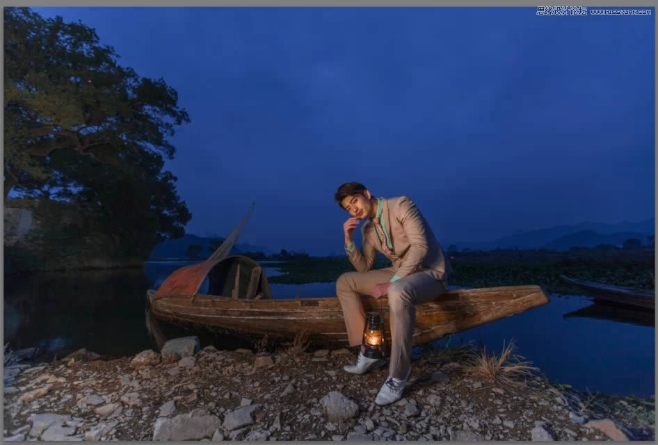 调制唯美夜景男生写真照片的PS教程