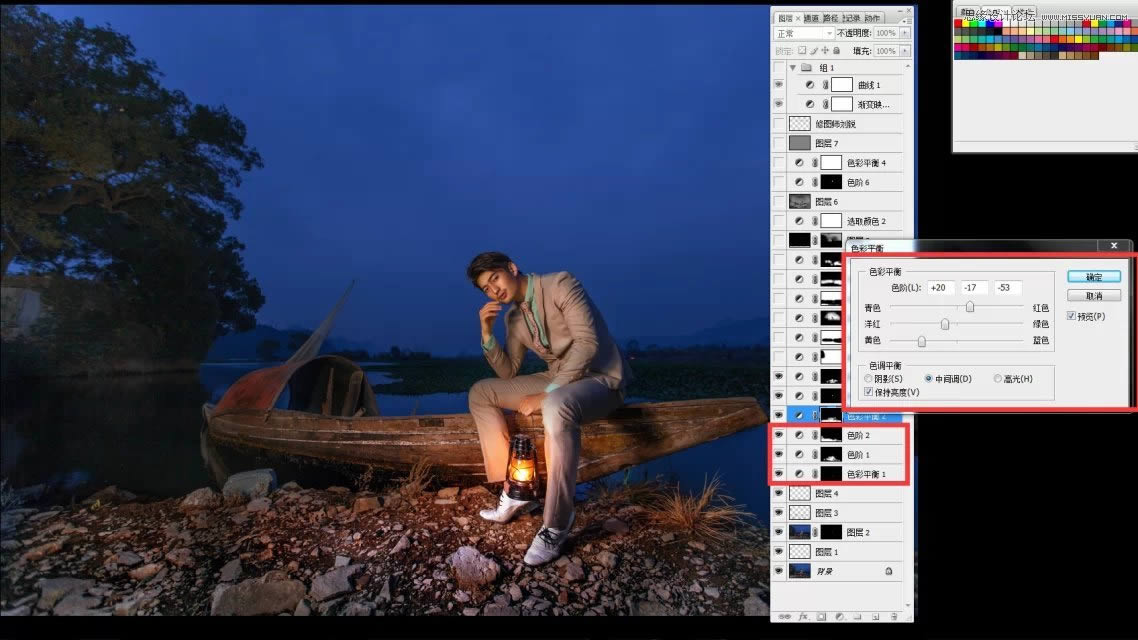 调制唯美夜景男生写真照片的PS教程