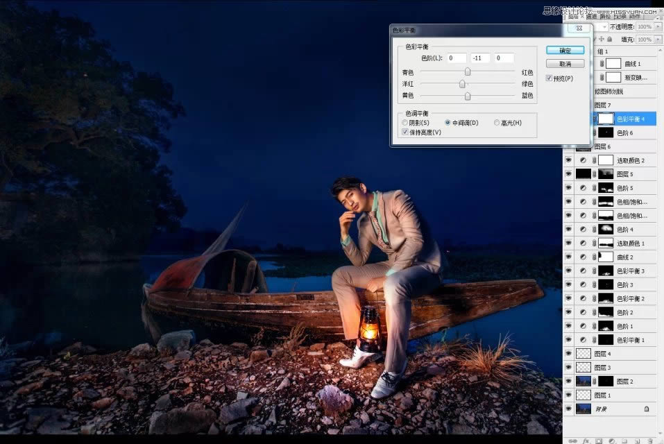 调制唯美夜景男生写真照片的PS教程