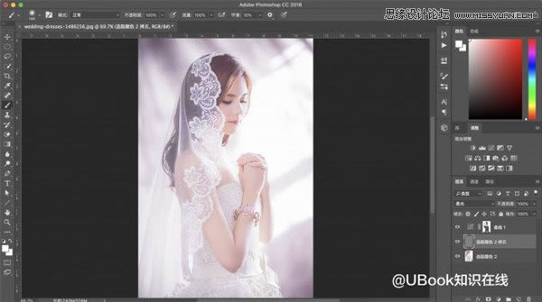 调亮美化室内美女婚纱写真照片的PS教程