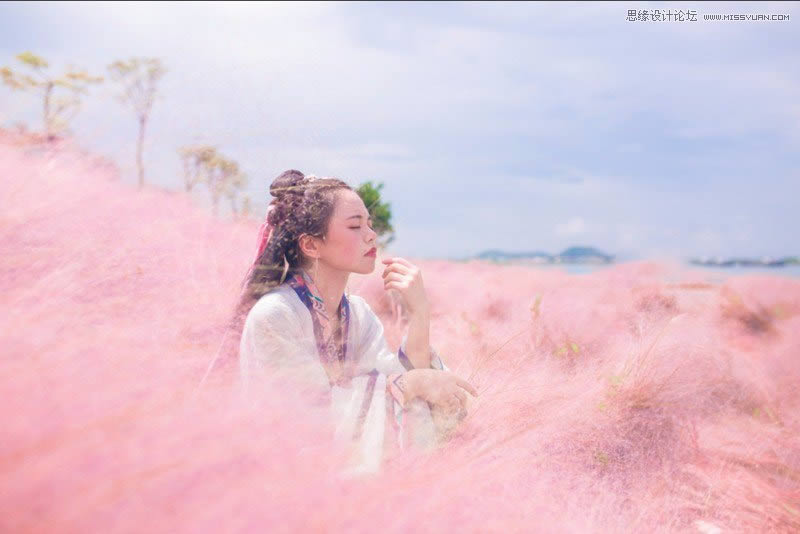 调出梦幻粉色场景古装女生照片的PS教程