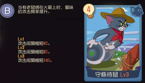 猫和老鼠B级知识卡守株待鼠怎么样_猫和老鼠B级知识卡守株待鼠技能属性一览