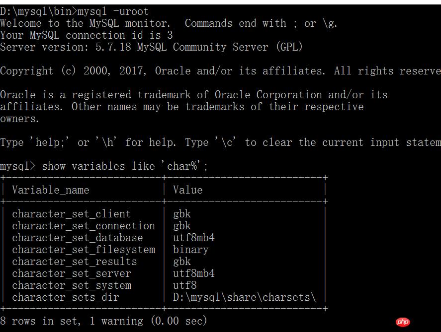 mysql5.7.18字符集配置