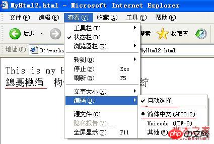 html文件的中文乱码问题与在浏览器中的显示问题